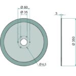 Диск за ботуш 350x3 мм с 6 дупки за сеялка Kuhn BDSR, HR, Sitera, Venta, Maxima - Image 2