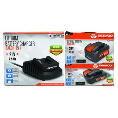 Зарядна станция U-FORCE 21V, 2.5Ah + Батерия U-FORCE 20V, 2.0Ah + Батерия U-FORCE 20V, 4.0Ah DAEWOO